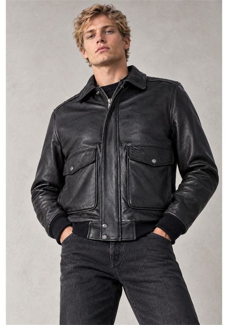 Schott NYC Giubbotto Pilota A-2 Vintage in Pelle di Vitello Nero Uomo SCHOTT N.Y.C | Giubbotti | LC5331XBLACK